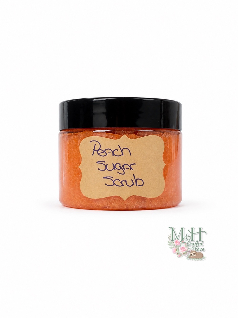 Peach Sugar Body Scrub — Orange Jar with Black Lid